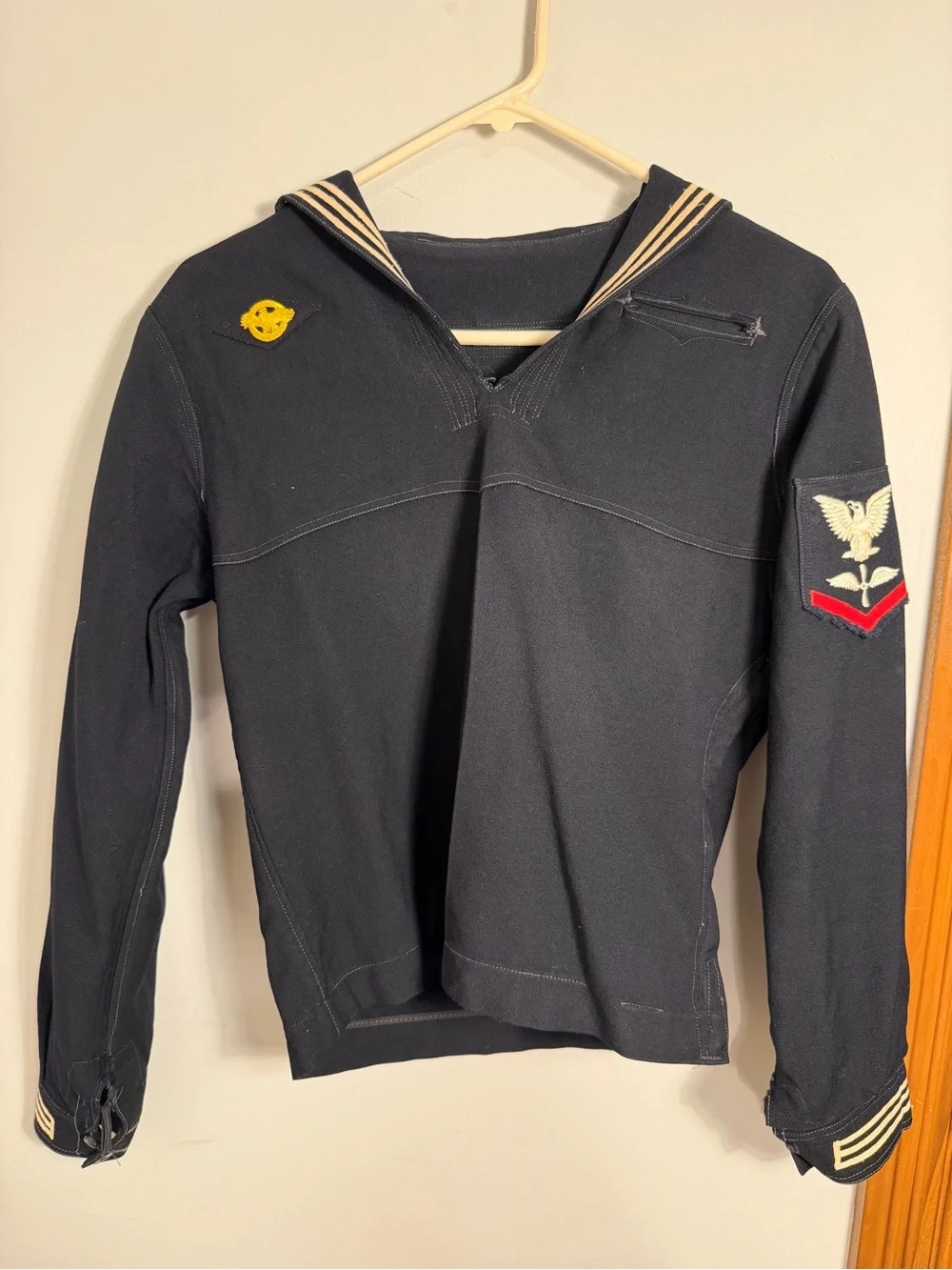 Vintage WWII US Navy Wool Jumper Crackerjack Shirt Storekeeper Petty Officer PO3